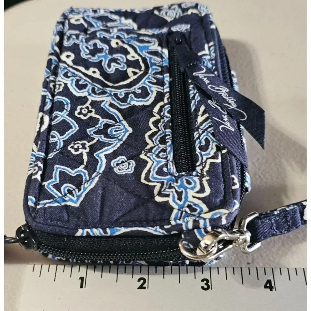 Vera Bradley All Around Zip Wristlet Wallet Blue Bandana Pattern EUC - Picture 8 of 9